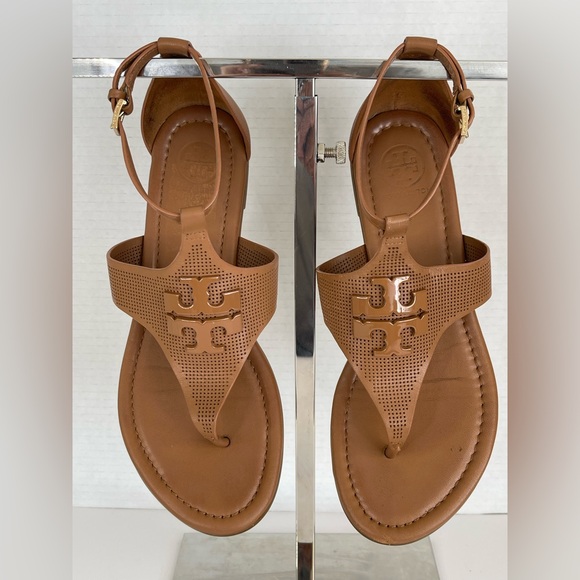 Tory Burch Shoes - Tory Burch Brown Leather Sandals with T-Strap Design